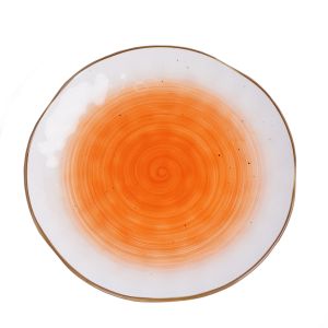 Тарелка круглая d=21 см,фарфор,оранжевый цвет 