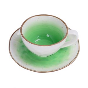 Чайная пара 240 мл,фарфор,зеленый цвет 