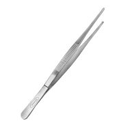 MGsteel Щипцы (пинцет) 25 см. прямые, прямой кончик с зубцами, нерж. MGsteel /1/100/