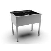 MGsteel Ванна моечная двухсекц. 1000*700*870 мм. (440*550*300 мм.) с бортом, сварная нерж. MGsteel /1/