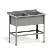 MGsteel Ванна моечная двухсекц. 1350*600*870 мм. (620*450*300 мм.) с бортом, сварная нерж. MGsteel /1/
