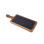 MGprof Блюдо для подачи прямоуг. 38*15 см. h=2 см. сланец, на дерев. подставке с ручкой MGprof /1/