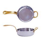 MGsteel Сковорода порц. d=12 см. h=3,5 см. 0,4 л. нерж. глубокая с 2 ручками латунь MGsteel /1/36/