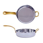 MGsteel Сковорода порц. d=15,5 см. h=4 см. 0,7 л. нерж. глубокая с 2 ручками латунь MGsteel /1/36/