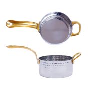 MGsteel Сковорода порц. d=10,5 см. h=5 см. 0,45 л. нерж. глубокая с 2 ручками латунь MGsteel /1/36/ АКЦИЯ