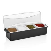 GASTROPLAST (Турция) Контейнер для фруктов, специй и соусов 4 отд. по 0,6 л. черный, пластик. GP /1/12/