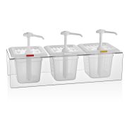 GASTROPLAST (Турция) Диспенсер для соуса 3 GN 1/6 h=150 мм. 2 л. на подставке, с дозатором (25 мл), п/п, прозрачный GP /1/