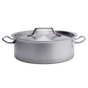 MGsteel Кастрюля 10 л. нерж. d=33,5 см. h=12 см. низкая, тройное дно с крыш. (индукция) MGsteel /1/