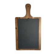 MGprof Блюдо для подачи прямоуг. 45*25 см. h=1,4 см. сланец, на дерев. подставке с ручкой MGprof (WB-004) /1/10/