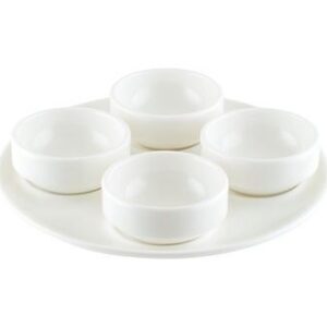 Bonna (Турция) Блюдо для подачи круглое d=180 мм. с 4 соусниками 30 мл. Белый, форма Гурмэ Bonna /1/12/648/