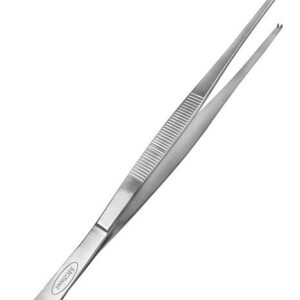 MGsteel Щипцы (пинцет) 25 см. прямые, прямой кончик с зубцами, нерж. MGsteel /1/100/