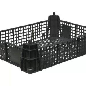 Пластик (Россия) Ящик 400*300*110 мм. для грибов перфорированный, черный /1/160/