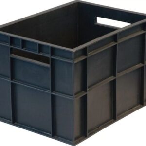 Пластик (Россия) Ящик 400*300*280 мм. для молочной продукции прямой сплошной, черный /1/96/