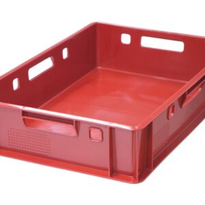 Ящики (Россия) Ящик 600*400*120 мм. для мяса Е1 прямой сплошной, красный (крышка 76402) /1/80/