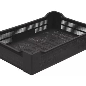 Ящики (Россия) Ящик 600*400*135 мм. ягодный прямой перфорир., черный (крышка 70254,76402,73263,65079) /1/72/