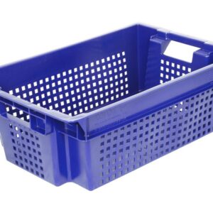 Ящики (Россия) Ящик 600*400*200 мм. для овощей конусный перфорир. дно сплошное, синий (крышка 65079) /1/140/