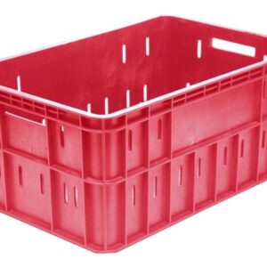 Ящики (Россия) Ящик 603*403*260 мм. колбасный прямой перфорир., дно сплошное, красный /1/36/