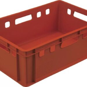 Ящики (Россия) Ящик 600*400*200 мм. для мяса Е2 прямой сплошной, красный (крышка 76402) /1/48/