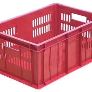Ящики (Россия) Ящик 600*400*250 мм. колбасный прямой перфорир. дно сплошное, красный (крышка 76402) /1/36/