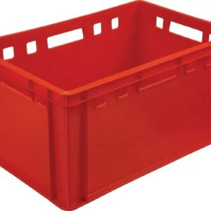 Ящики (Россия) Ящик 600*400*300 мм. для мяса Е3 прямой сплошной, красный (крышка 76402) /1/28/
