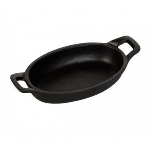 Чугун (Китай) Сковорода порц. 15,5*9,5 см. h=3 см. чугун. с 2 ручками /1/