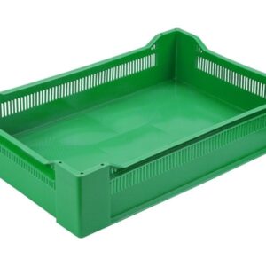 Ящики (Россия) Ящик 600*400*135 мм. ягодный прямой перфорир, дно сплошное, зеленый (крышка 70254, 73263) /1/72/