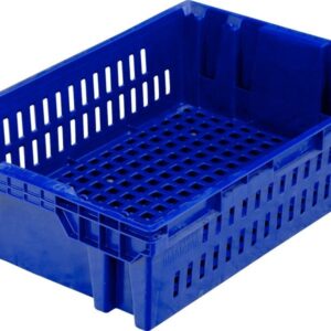 Ящики (Россия) Ящик 600*400*152 мм. для мяса конусный перфорир., синий /1/40/160/