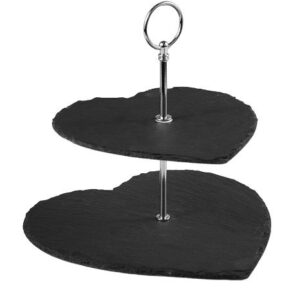 MGprof Этажерка 2-х ярусная 20*20/25*25 см. h=23 см. сердце черная, сланец MGprof /1/10/