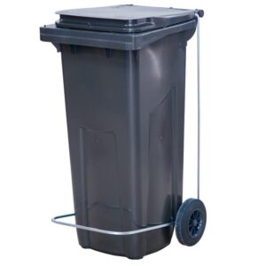 Россия Бак для мусора 120 л. 55*45*96 см. серый, с крышкой на колёсах с педалью /1/