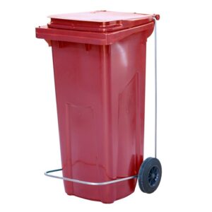 Пластик (Россия) Бак для мусора 120 л. 55*45*96 см. красный, с крышкой на колёсах с педалью /1/