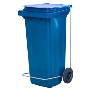 Пластик (Россия) Бак для мусора 120 л. 55*45*96 см. синий, с крышкой на колёсах с педалью /1/