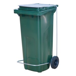 Пластик (Россия) Бак для мусора 120 л. 55*45*96 см. зеленый, с крышкой на колёсах с педалью /1/