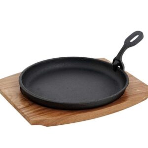 Чугун (Россия) Сковорода d=21 см. h=4 см. 1,3 л. чугун. съемная ручка на дерев. подставке /1/12/