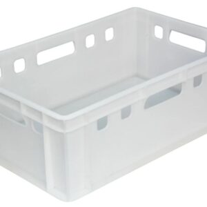 Ящики (Россия) Ящик 600*400*200 мм. для мяса Е2 прямой сплошной, морозостойкий, белый (крышка 49164) /1/48/