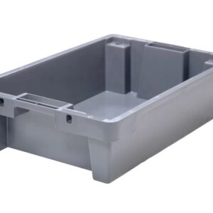 Пластик (Россия) Ящик 600*400*150 мм. конусный, сплошной, серый /1/50/