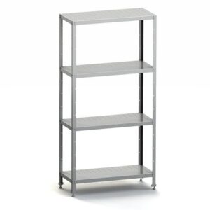 MGsteel Стеллаж кухонный 600*400*1600 мм., 4 перфорир. полки нерж., стойки оцинк., разборный MGsteel /1/