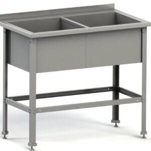 MGsteel Ванна моечная двухсекц. 1000*600*870 мм. (440*450*300 мм.) с бортом, разборная нерж. MGsteel /1/