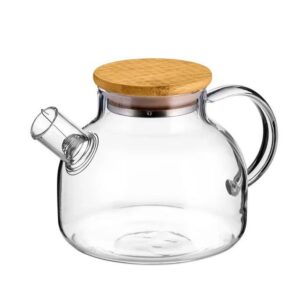 Термостекло (Китай) Чайник 600 мл. заварочный крышка бамбук, Термостекло /1/12/