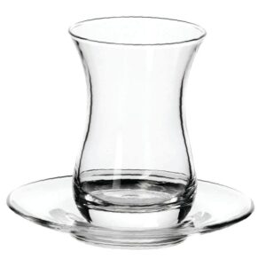 Стаканчик для чая + розетка Pasabahce 160 мл, h 95 мм, стекло ( продажа по 6 штук)