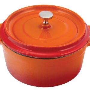 Кастрюля с крышкой порционная оранжевая 14 см, эмалированный чугун, P.L. Proff Cuisine