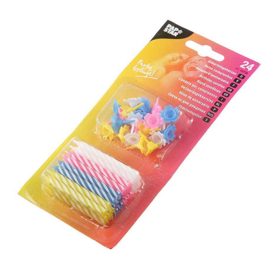 Свеча «День Рождения» с держателем 24 шт