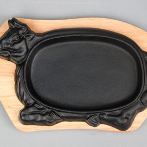 Блюдо для подачи «Корова», чугун, на деревянной подставке P.L. Proff Cuisine