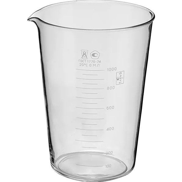 Мензурка 1000 мл, стекло, ГОСТ 1770-74 Клин