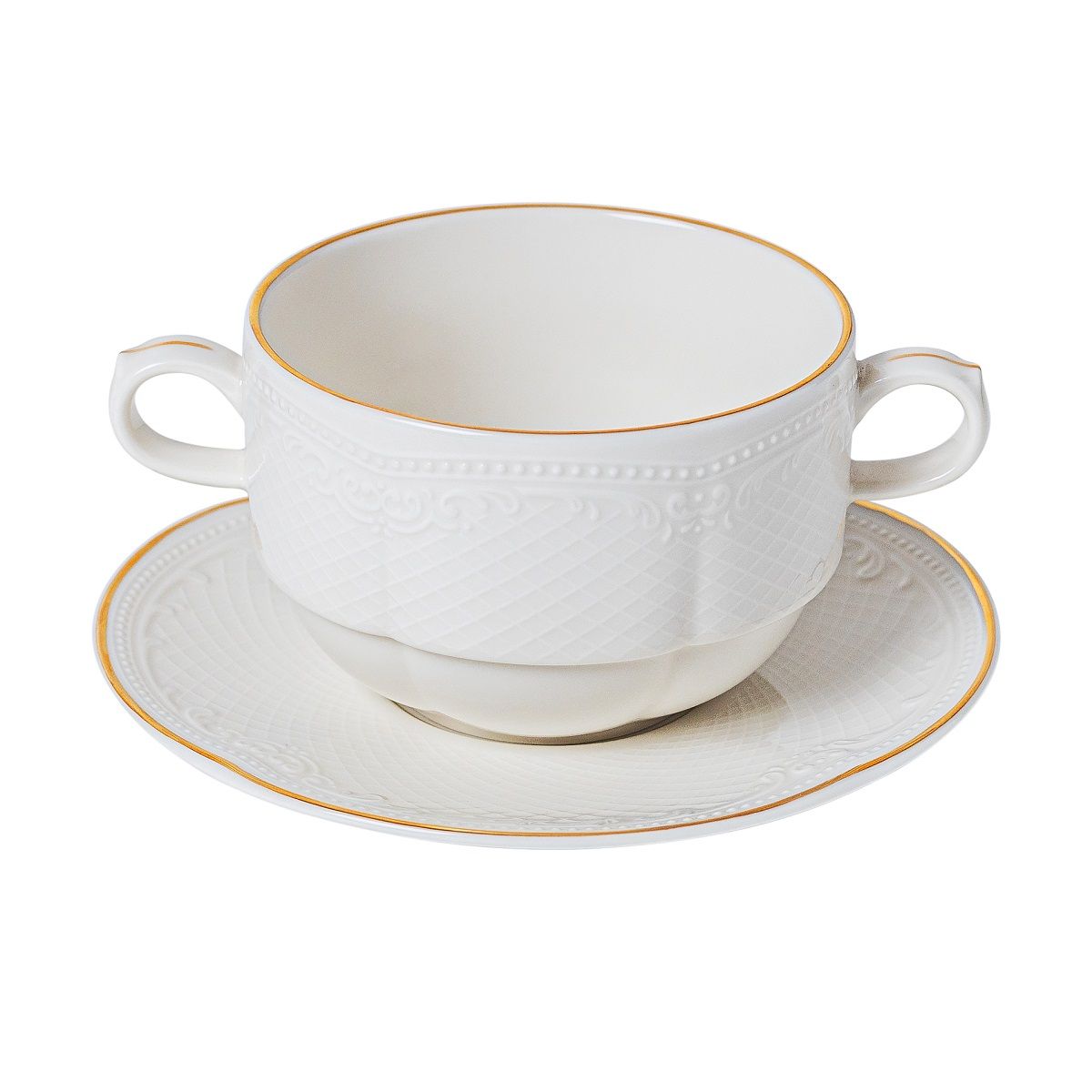 Бульонная пара 350 мл, фарфор, «Aristocrat-Gold». Noble