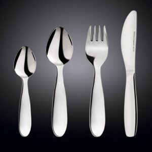 Wilmax (Англия) Набор столовых приборов детский Кидс 18/10 2 мм 4 пр. Wilmax /1/48/