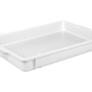 Пластик (Россия) Контейнер для теста 650*430*80 мм. (-20/+70) прямой, сплошной, белый, полипропилен (кр. 59358) /1/2/