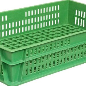 Пластик (Россия) Ящик 740*465*145 мм. для хлеба прямой перфорир., зеленый (крышка 73937) /1/44/