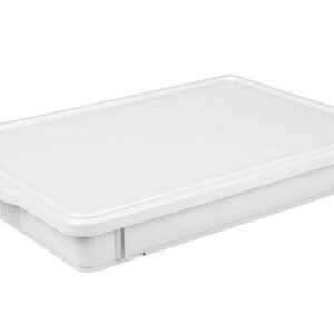 Пластик (Россия) Контейнер для теста 650*430*80 мм. (-20/+70) прямой, сплошной, белый, полипропилен, с крышкой /1/2/