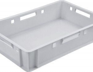 Ящики (Россия) Ящик 600*400*120 мм. для мяса Е1 прямой сплошной, морозостойкий, белый (крышка 49164) /1/48/