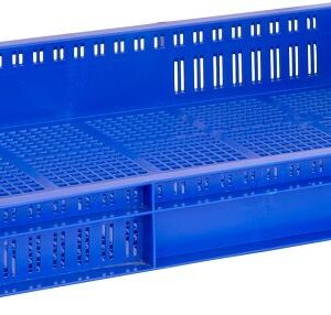 Ящики (Россия) Ящик 600*400*75 мм. для хранения продуктов, прямой перфорир., синий (крышка 65079) /1/128/